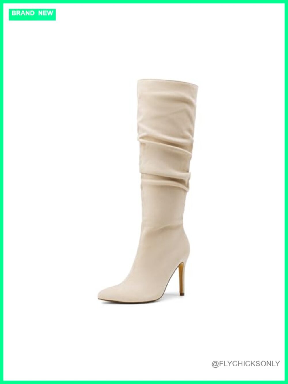 Women's Faux Suede Stiletto Knee-High Boots Pointed Toe Zip Slouch